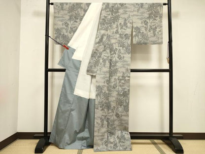 平和屋着物■上質な紬　風景文　正絹　逸品　DABJ9311ya