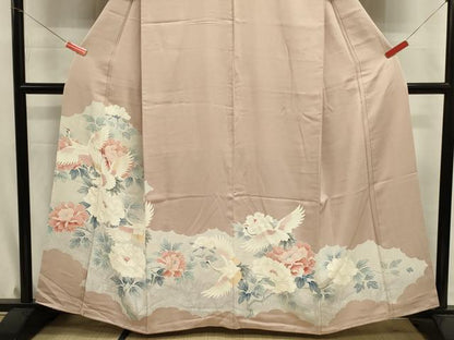 平和屋着物■豪華色留袖　飛鶴花文　牡丹　正絹　逸品　DABJ9321ya