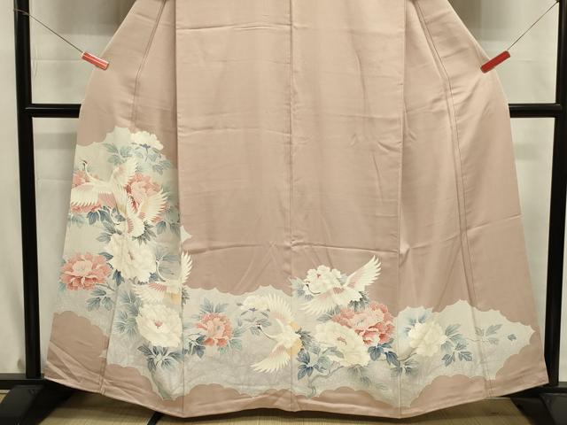 平和屋着物■豪華色留袖　飛鶴花文　牡丹　正絹　逸品　DABJ9321ya