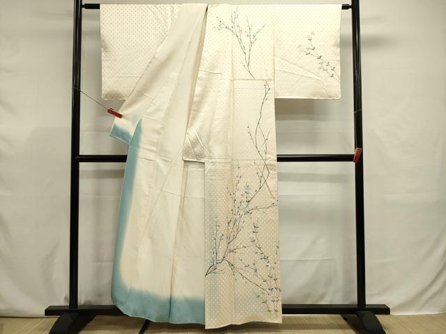 平和屋着物■訪問着　刺繍　枝花文　正絹　逸品　DABJ9327ya