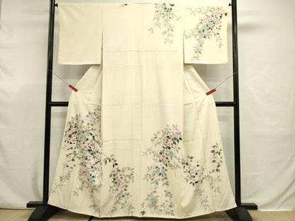 平和屋着物■訪問着　手描き　枝花文　正絹　逸品　DABJ9331ya