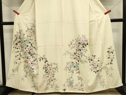 平和屋着物■訪問着　手描き　枝花文　正絹　逸品　DABJ9331ya