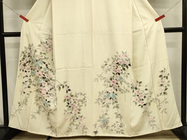 平和屋着物■訪問着　手描き　枝花文　正絹　逸品　DABJ9331ya