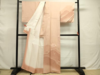 平和屋着物■訪問着　総刺繍　檜扇花文　暈し染め　正絹　逸品　DABJ9344ya