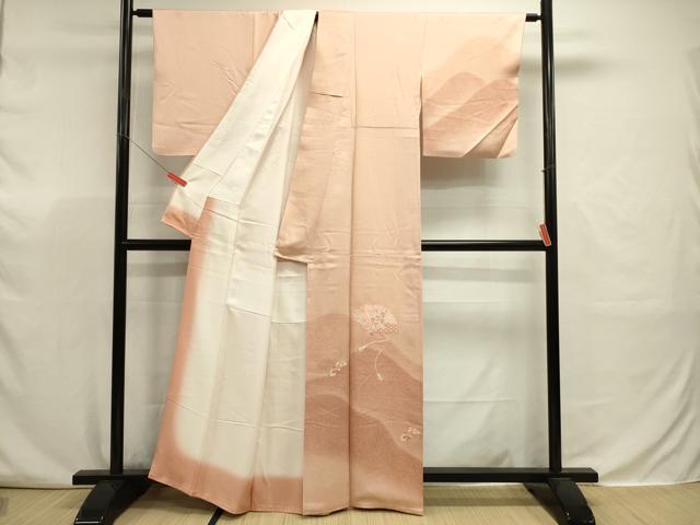 平和屋着物■訪問着　総刺繍　檜扇花文　暈し染め　正絹　逸品　DABJ9344ya