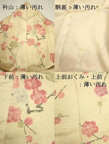 平和屋着物■上質な小紋　手描き　枝梅文　正絹　逸品　DABJ9354ya