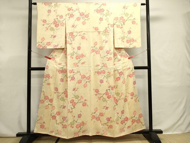 平和屋着物■上質な小紋　手描き　枝梅文　正絹　逸品　DABJ9354ya
