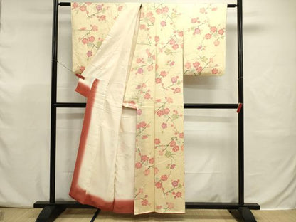 平和屋着物■上質な小紋　手描き　枝梅文　正絹　逸品　DABJ9354ya