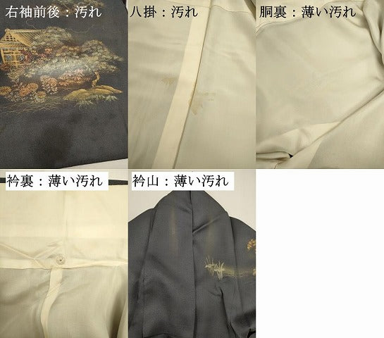 平和屋着物■訪問着　御所車風景花文　暈し染め　金彩　正絹　逸品　DABJ9355ya