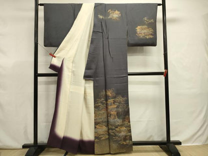平和屋着物■訪問着　御所車風景花文　暈し染め　金彩　正絹　逸品　DABJ9355ya