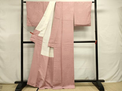 平和屋着物■上質な色無地　草花地紋　石竹色　やまと誂製　正絹　逸品　DABJ9356ya