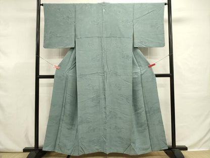 平和屋着物■上質な色無地　片輪車流水花地紋　虫襖色　正絹　逸品　DABJ9359ya