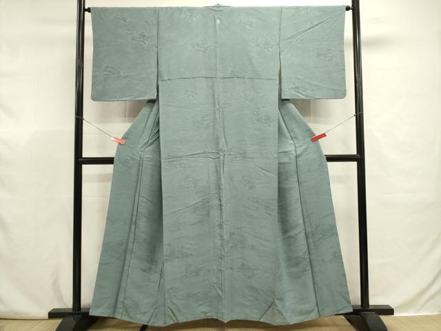 平和屋着物■上質な色無地　片輪車流水花地紋　虫襖色　正絹　逸品　DABJ9359ya