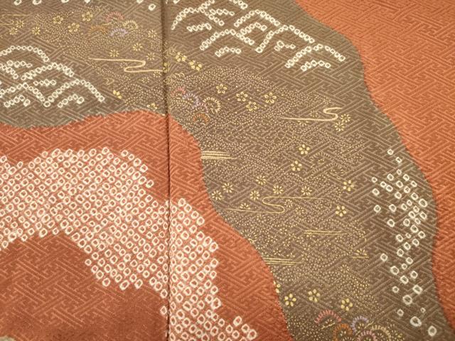 平和屋着物■訪問着　絞り　刺繍　道長花文　金彩　正絹　逸品　DABJ9360ya