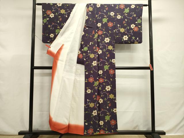 平和屋着物■上質な小紋　花唐草文　正絹　逸品　DABJ9361ya