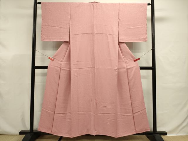 平和屋着物■上質な色無地　霞地紋　退紅色　正絹　逸品　DABJ9362ya
