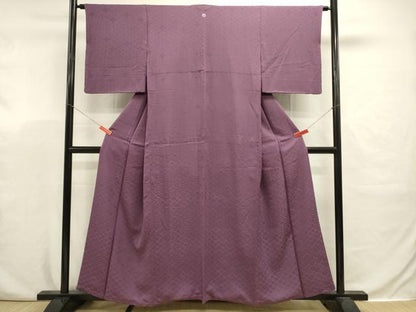 平和屋着物■上質な色無地　菱尽くし笹地紋　茄子紺色　大丸扱い　正絹　逸品　DABJ9365ya