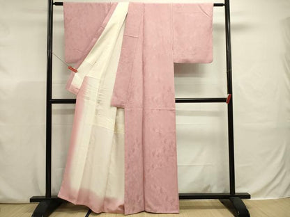 平和屋着物■上質な色無地　樹林地紋　撫子色　正絹　逸品　DABJ9371ya