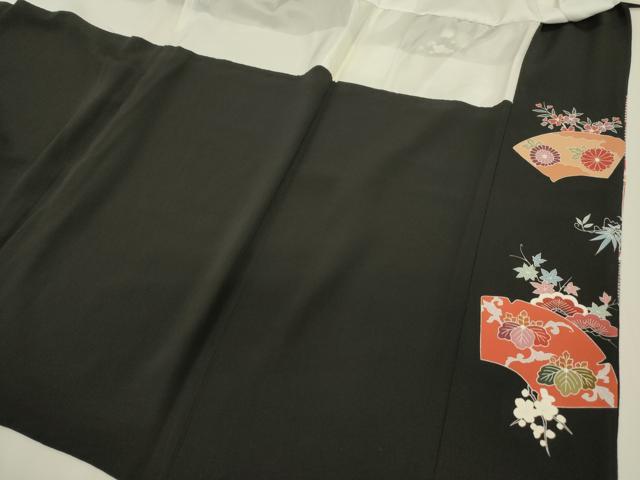 平和屋着物■豪華黒留袖　作家物　檜扇飛鶴花松文　金彩　正絹　逸品　DABJ9373ya