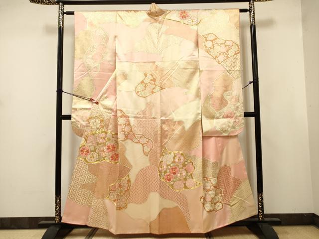 平和屋着物■豪華振袖　駒刺繍　草花文　金彩　正絹　逸品　DABJ9379ya
