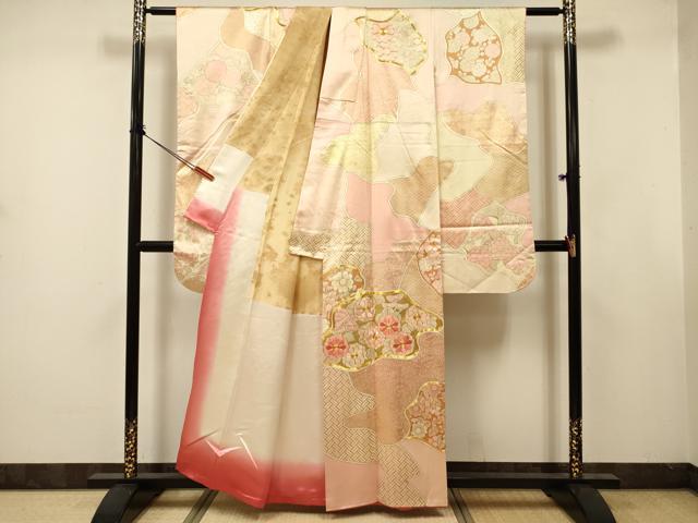平和屋着物■豪華振袖　駒刺繍　草花文　金彩　正絹　逸品　DABJ9379ya