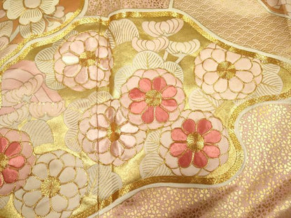 平和屋着物■豪華振袖　駒刺繍　草花文　金彩　正絹　逸品　DABJ9379ya