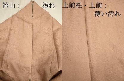 平和屋着物■上質な色無地　霞地紋　水柿色　正絹　逸品　DABJ9383ya