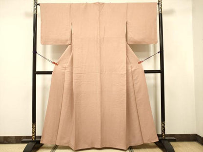 平和屋着物■上質な色無地　霞地紋　水柿色　正絹　逸品　DABJ9383ya