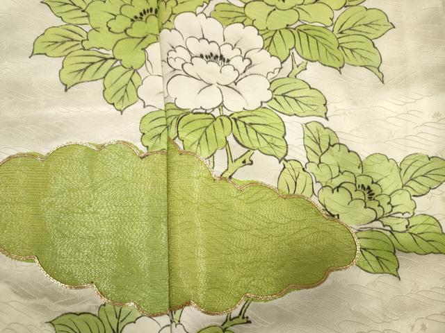 平和屋着物■訪問着　手描き　駒刺繍　草花文　正絹　逸品　DABJ9387ya