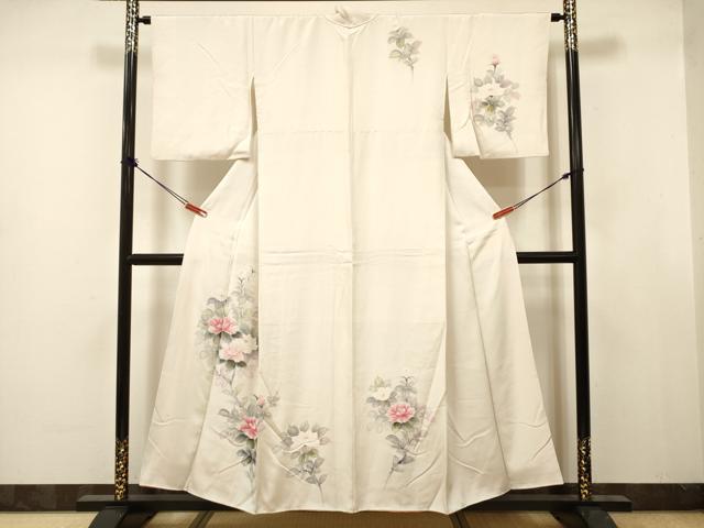 平和屋着物■訪問着　手描き　草花文　金彩　正絹　逸品　DABJ9388ya