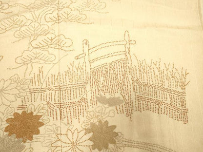 平和屋着物■中国三大刺繍　相良刺繍　総刺繍　訪問着　風景花松文　正絹　逸品　DABJ9389ya