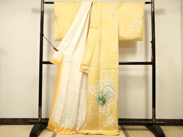 平和屋着物■訪問着　抽象花文　暈し染め　金彩　正絹　逸品　DABJ9402ya