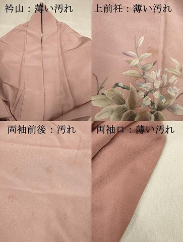 平和屋着物■色留訪問着　枝花文　暈し染め　小鳥　金彩　正絹　逸品　DABJ9403ya