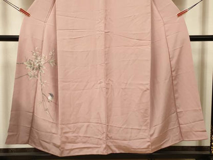 平和屋着物■色留訪問着　枝花文　暈し染め　小鳥　金彩　正絹　逸品　DABJ9403ya