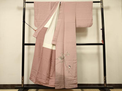 平和屋着物■色留訪問着　枝花文　暈し染め　小鳥　金彩　正絹　逸品　DABJ9403ya