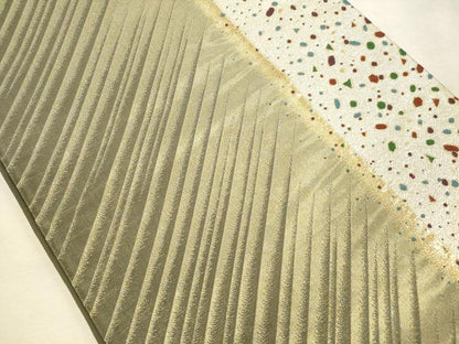 平和屋着物◎西陣　六通柄袋帯　斜縞　箔散らし　金糸　証紙付き　正絹　逸品　DABJ9410ya