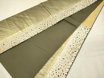平和屋着物◎西陣　六通柄袋帯　斜縞　箔散らし　金糸　証紙付き　正絹　逸品　DABJ9410ya