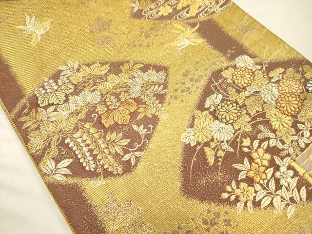 平和屋着物◎六通柄袋帯　侘献上蒔絵文　金銀糸　正絹　逸品　DABJ9422ya