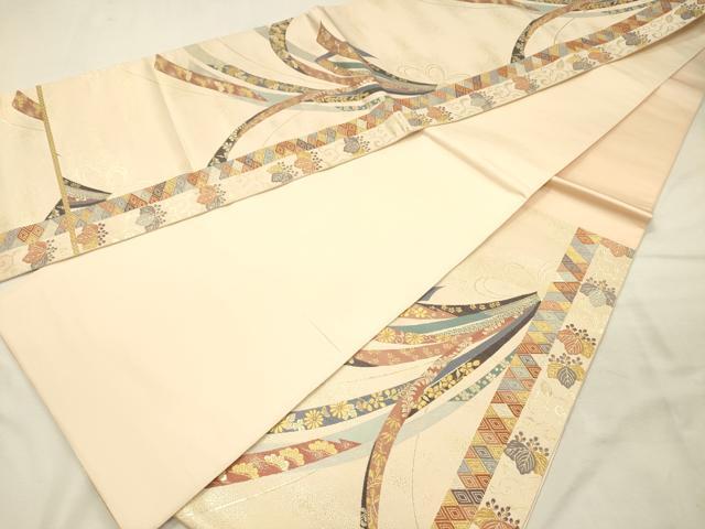 平和屋着物◎六通柄袋帯　唐織　束ね熨斗花文　金糸　正絹　逸品　DABJ9424ya