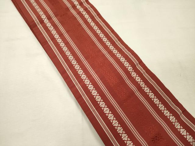 平和屋着物◎本場筑前博多織　半幅帯　献上　正絹　逸品　DABJ9435ya