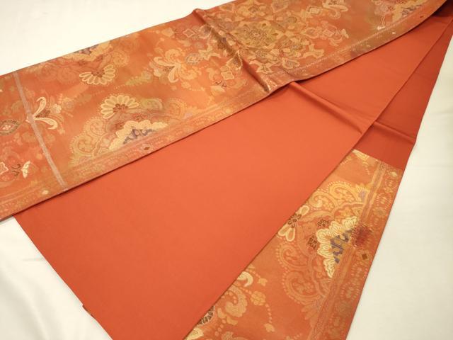 平和屋着物◎六通柄袋帯　更紗花文　金糸　正絹　逸品　DABJ9443ya