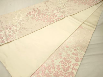 平和屋着物◎六通柄袋帯　唐織　枝桜　銀糸　正絹　逸品　DABJ9456ya