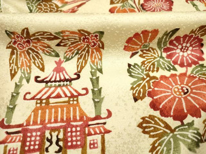 平和屋着物■上質な小紋　型染め　風景花鳥文　正絹　逸品　DABJ9494ya