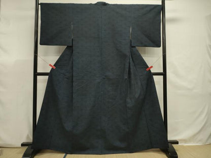 平和屋着物■上質な紬　麻の葉文様　暈し染め　正絹　逸品　DABJ9497ya