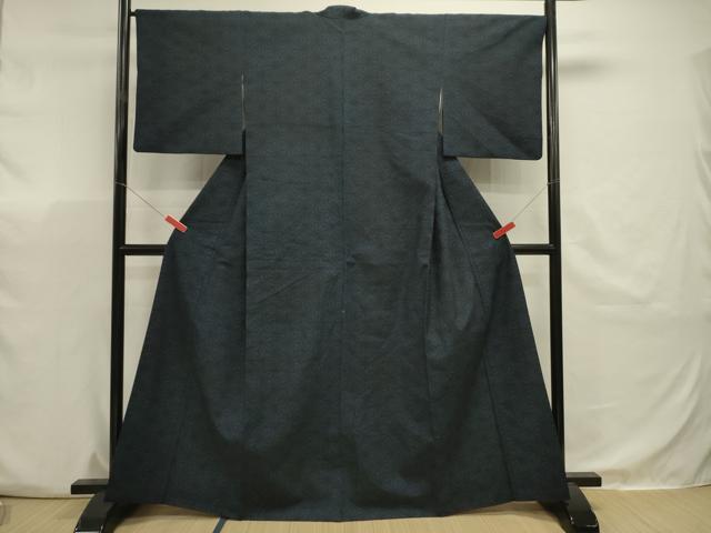平和屋着物■上質な紬　麻の葉文様　暈し染め　正絹　逸品　DABJ9497ya