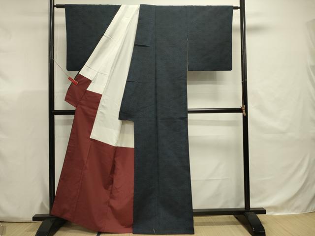平和屋着物■上質な紬　麻の葉文様　暈し染め　正絹　逸品　DABJ9497ya