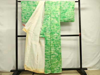 平和屋着物■上質な小紋　絞り　流水地紙文　暈し染め　正絹　逸品　DABJ9499ya
