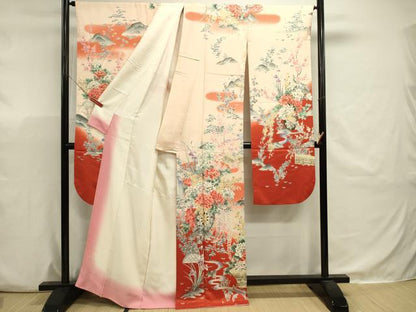 平和屋着物■豪華振袖　花車文　暈し染め　金彩　正絹　逸品　DABJ9501ya