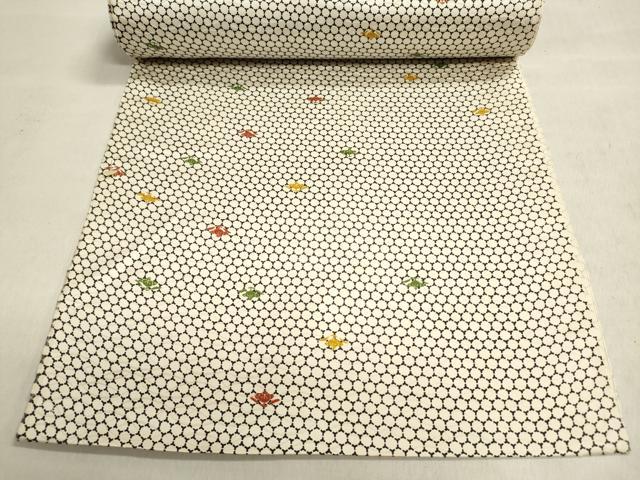 平和屋着物▼小紋　反物　着尺　亀甲繋ぎ　橘　逸品　未使用　DABJ9523we