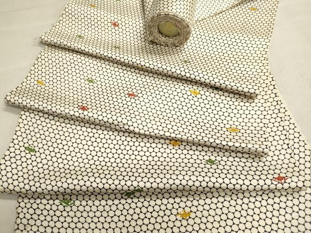 平和屋着物▼小紋　反物　着尺　亀甲繋ぎ　橘　逸品　未使用　DABJ9523we